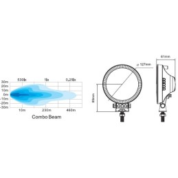 High beam LED 1400 lm 12-24V homologation 13cm