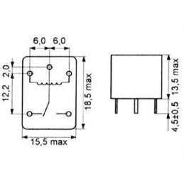 Relay JZC-6F1C 5V 28VDC/2A(230VAC/1A) 19x16x1