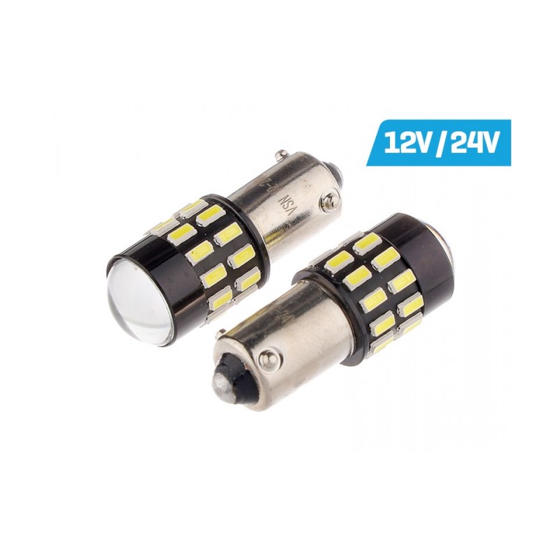 thumbnail image 2 of 2x White 10-SMD 5630 LED Bulbs – BAY9S / H21W – 12V, 6000K, 360LM – For Turn Signals, Corner Lights 2 of 2