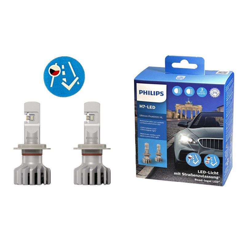 2pcs LED H7 Ultinon Pro6000 HL PHILIPS +230%