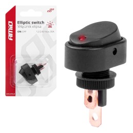 Switch oval red diode 12V/24V 30A