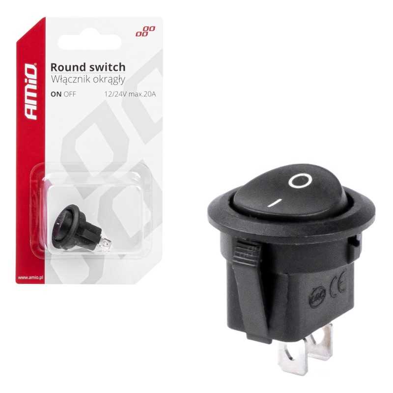 Switch round black 12V/24V 20A