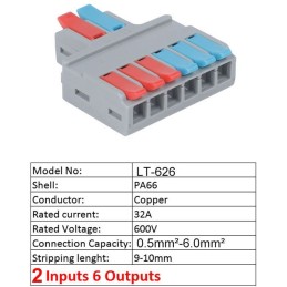 Quick connector with clamp for cables 0.5-6mm2