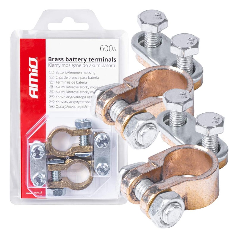 Battery clamps brass 600AMP, 2 pcs / blister Battery clamps brass 600AMP, 2 pcs / blister