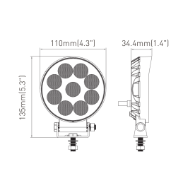 Round LED work light 12-24V 9x LEDs