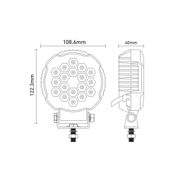 Round LED work light 12-24V 18x LED