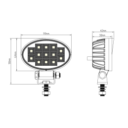 Spotlight LED working oval 12-24V 13x LED