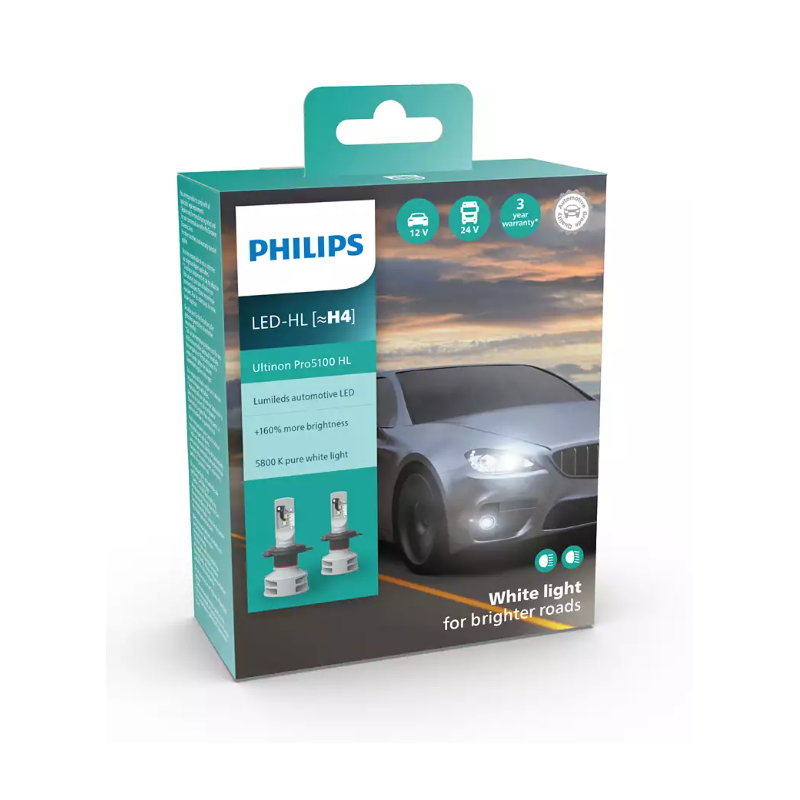 2pcs LED H4 Ultinon Pro5100 HL 12/24V PHILIPS