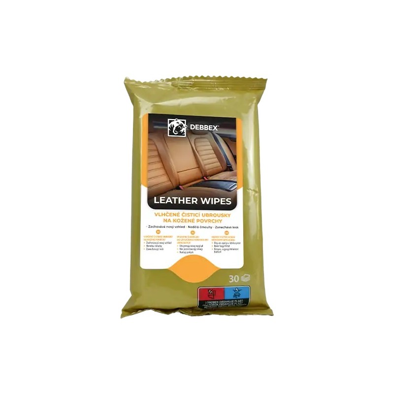 Moistened cleaning wipes for leather surfaces