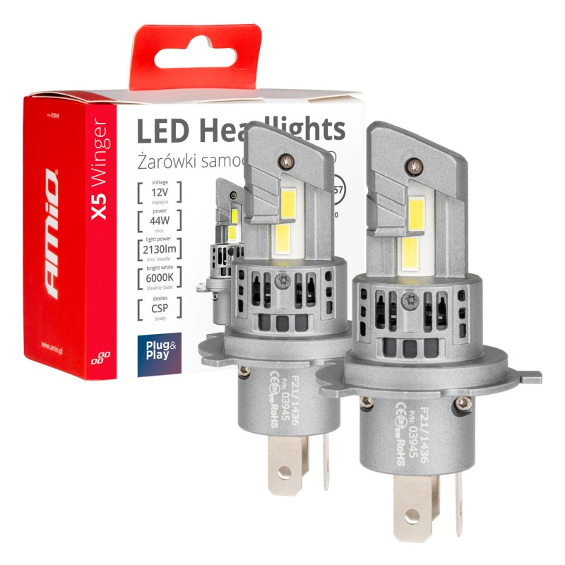 2 pcs LED bulb H4 12V 2130 lm X5