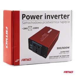 Voltage converter AMiO 24V/230V 300W/600W 2xUSB