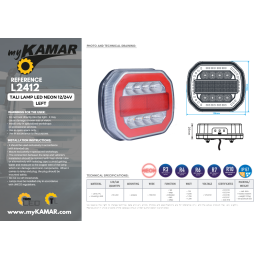 Rear light combined LED left 12/24V neon