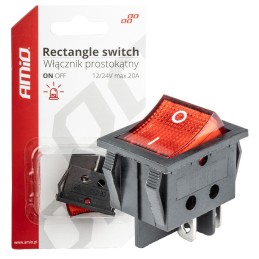 Rectangular switch 12-24V red illuminated AMIO