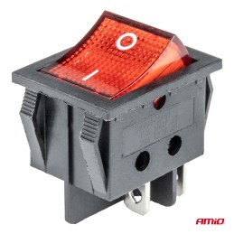 Rectangular switch 12-24V red illuminated AMIO