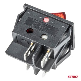 Rectangular switch 12-24V red illuminated AMIO