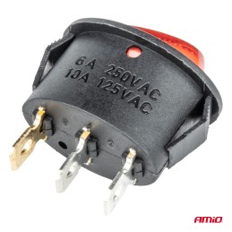 Oval switch 12-24V red illuminated AMIO