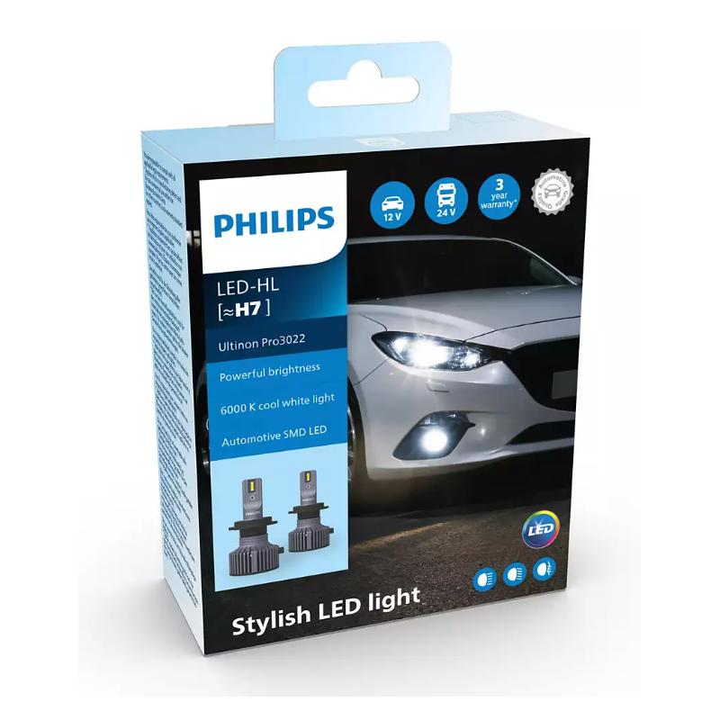 2pcs LED H7 Ultinon Pro3022 PHILIPS 12V UNPACKED