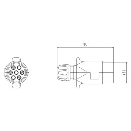 fork-apron 12V 7P plastic JAEGER - contact 6.3mm
