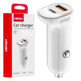 Car charger USB-A+ USB-C 20W 12/24V