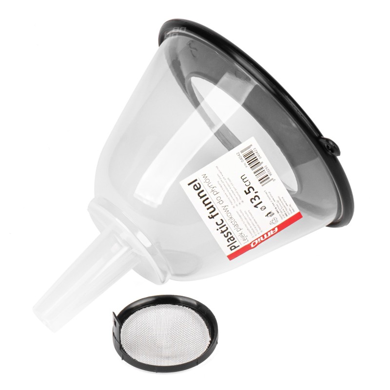 Plastic funnel with half cover, filter 13cm