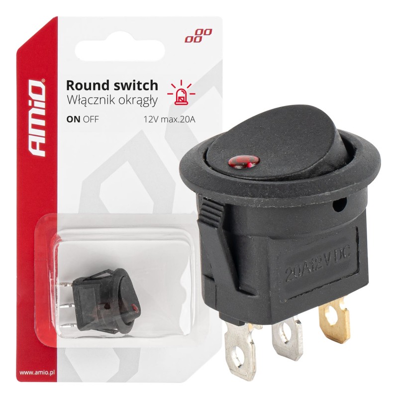 Round rocker switch with red backlight