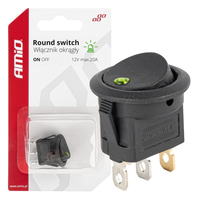 Round rocker switch with green backlight