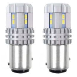 2pcs LED 12V/24V P21/5W BAY15D clear CANBUS