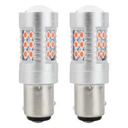 2 pcs LED 12V/24V P21/5W BAY15D red CANBUS