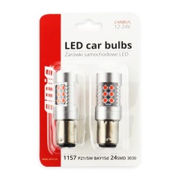 2 pcs LED 12V/24V P21/5W BAY15D red CANBUS