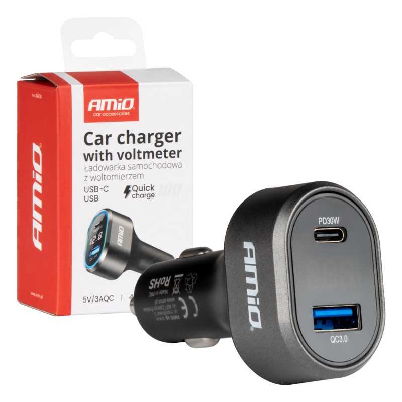 Fast charger with voltmeter 30W 12/24V Fast charger with voltmeter 30W 12/24V