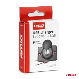 Waterproof charger 2xUSB 12/24V with backlight