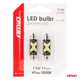 2pcs Festoon LED bulb 12/24V SV41mm clear CANBUS