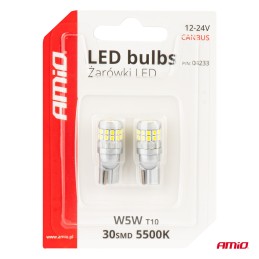 2pcs LED 12V/24V 5W W2.1x9.5d clear CANBUS