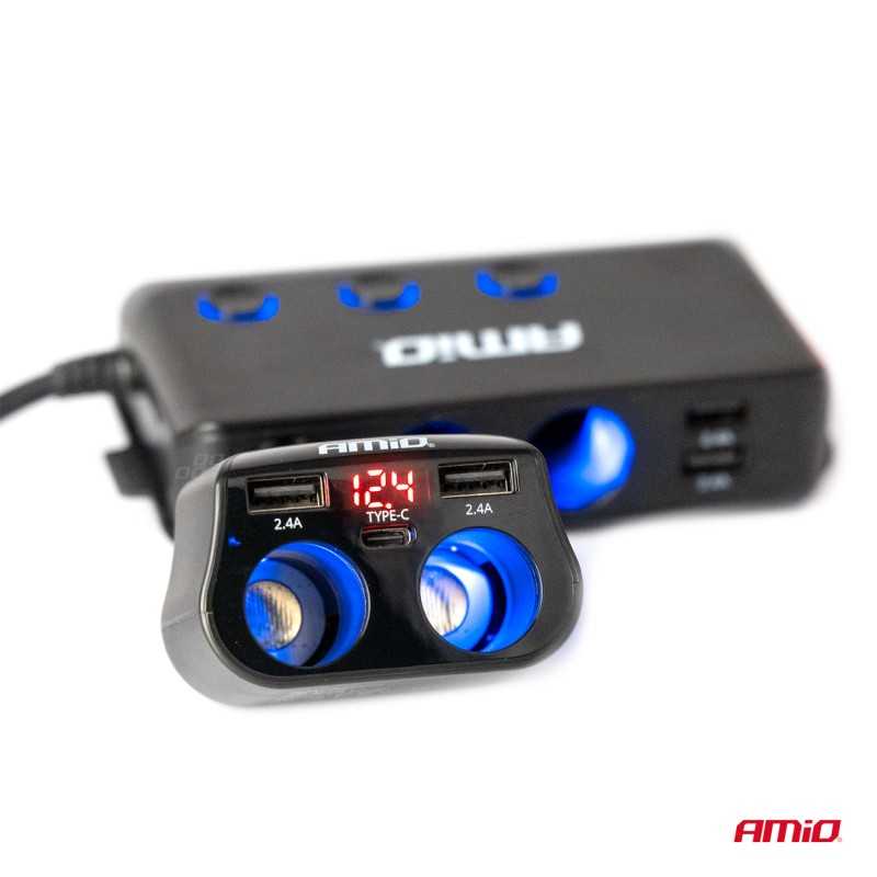 Splitter 2x USB 1x USB C 12/24V max 200W