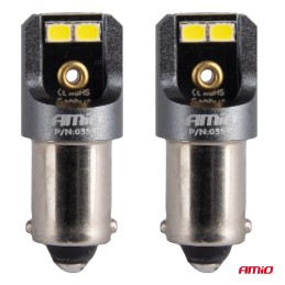 2pcs LED 12V/24V 4W BA9S 4x2016 SMD clear CANBUS