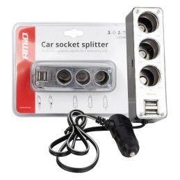 Cigarette lighter plug with USB cable 12/24V