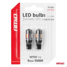 2pcs LED 12V/24V 5W W2.1x9.5d clear CANBUS