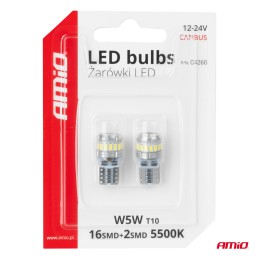 2pcs LED 12V/24V 5W W2.1x9.5d clear CANBUS