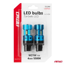 2pcs LED 12V/24V W21W clear CANBUS T20 (7440)