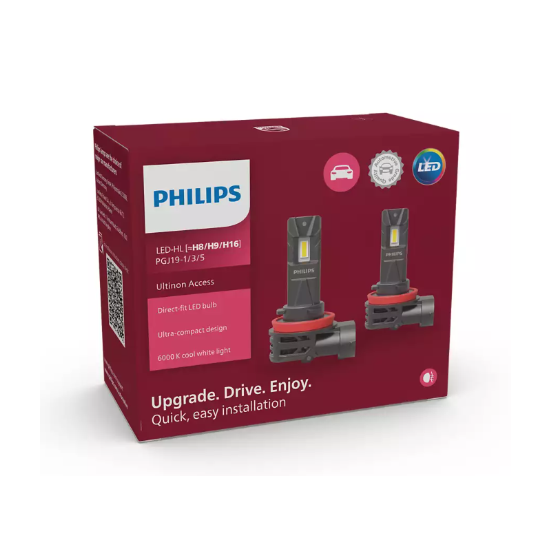 LED H8/H9/H16 12V 20W PGJ19-1/3/5 PHILIPS UNPACKED