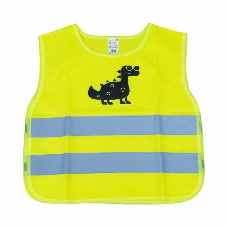 Children&#39;s yellow high-visibility vest DINOSAUR