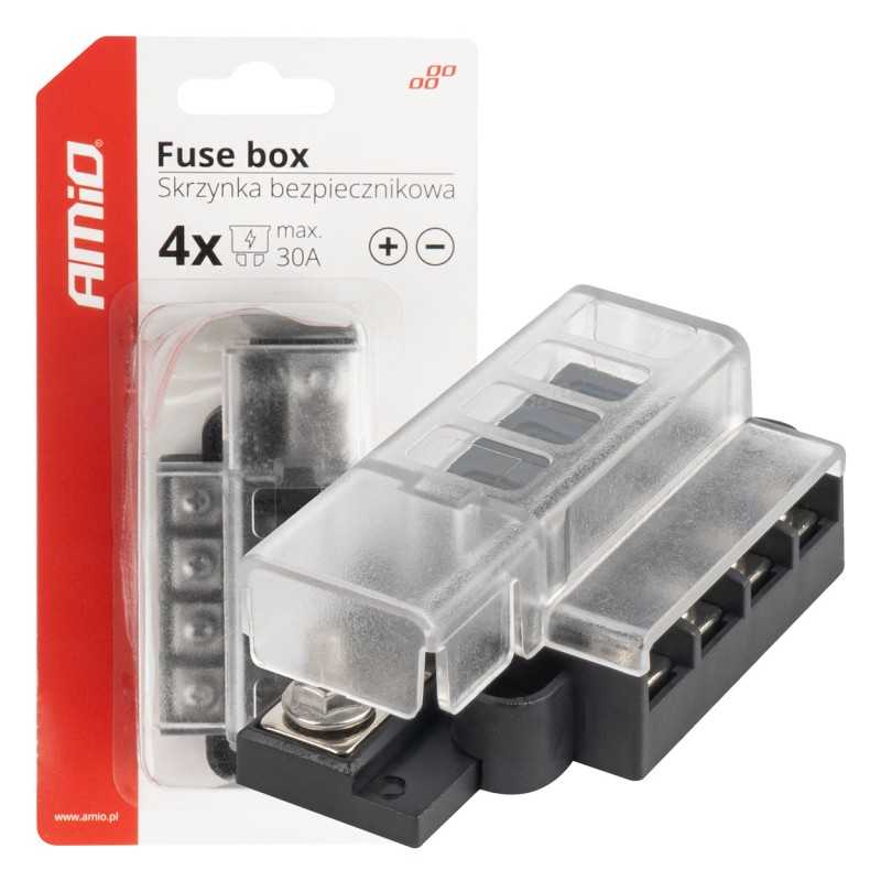 Screw fuse box holder for 4x fuses