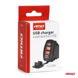 Waterproof charger with LED backlight 2xUSB 12/24V