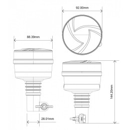 LED beacon for pole 12V-24V orange 30 LEDs