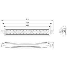 LED headlight 55W curved 150xLED 12-30V UNPACKED