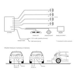 Parking assistant 4 sensors black 4.3 `with camera