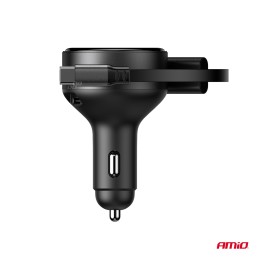 Retractable car charger USB-C + lightning 12/24V 60W