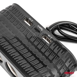 Extension socket 12/24V 120W 80cm 3x USB