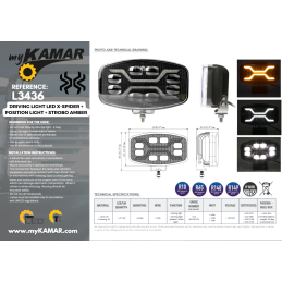 LED high beam headlight 8500 lm 12-24V homologation 24.5cm + position light + predator